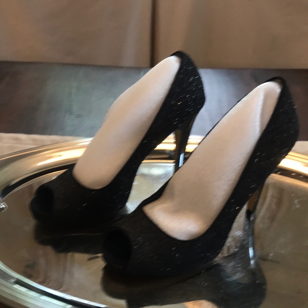 Beaded peep toe heels